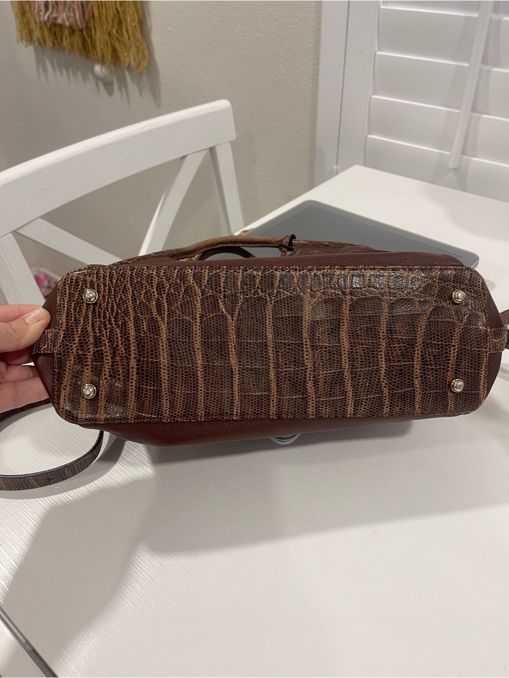 Brahmin Leather Pleated Satchel Bag with Removable Crossbody Strap - Picture 8 of 8